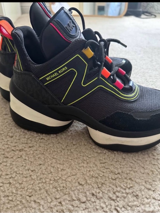 Michael Kors Shoes - Michael Kors Black Sneakers with Neon Yellow and Pink Accents